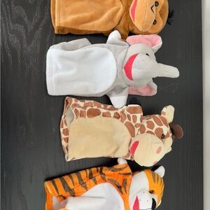 Animal Hand Puppets Set - Brown, Gray, Beige, Orange